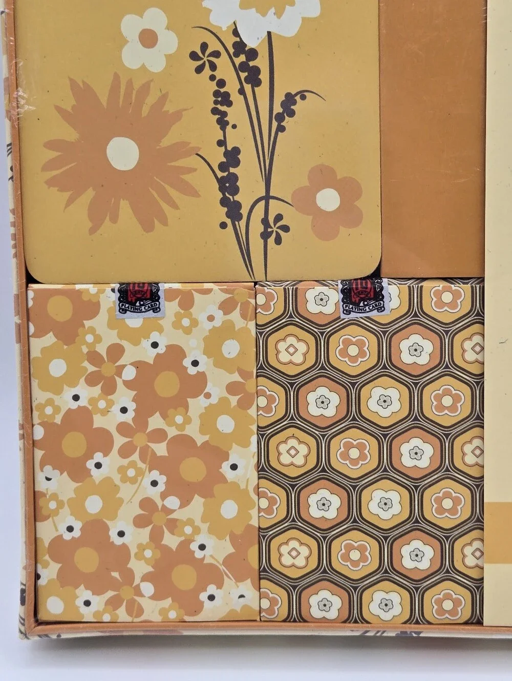 NEW C.R. Gibson Markings Playing Card Part Set Yellow Orange Retro Floral Print